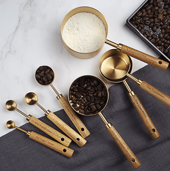 Gold Stainless Steel Measuring Cups — Stripes & Willows