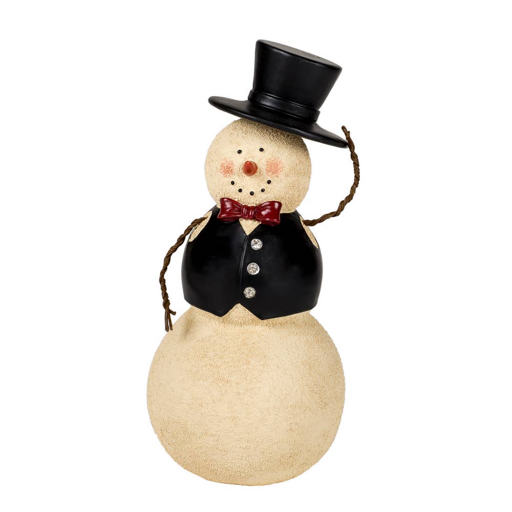 Tipping Hat Snowman With Black Vest RSN