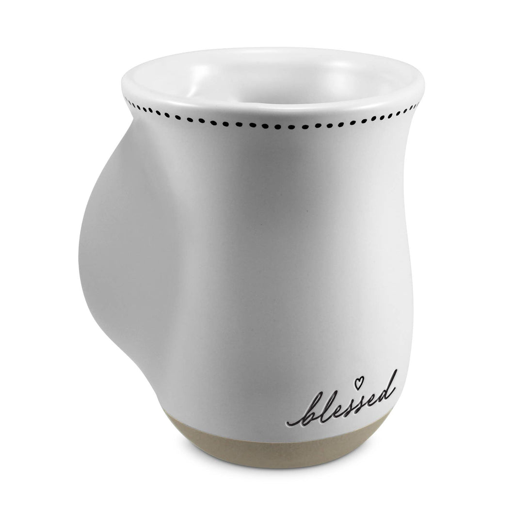 Handwarmer Mug Blessed White Ceramic18Oz