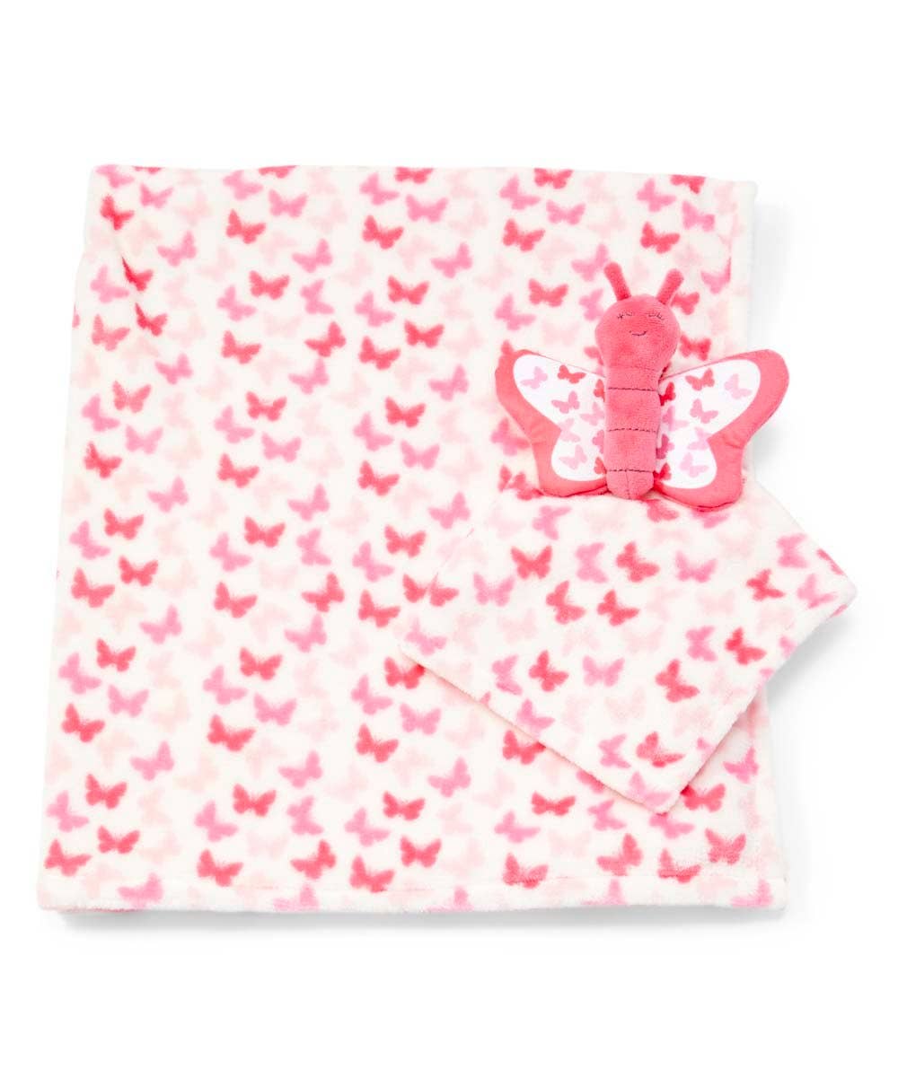 Animal Blanket And Nunu Set- Pink Butterfly