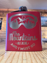 Load image into Gallery viewer, The Mountains Are Calling Powder Coated Flask
