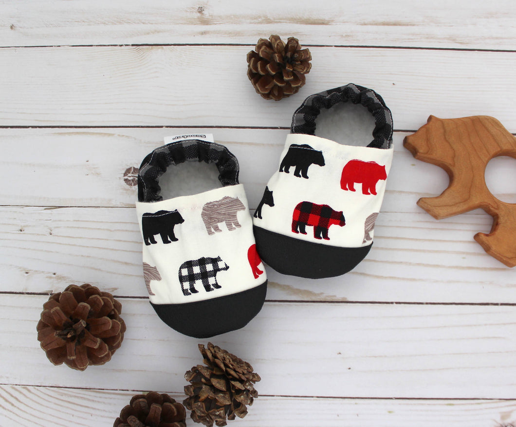 Plaid Bears Baby Shoes (0-6 mo)
