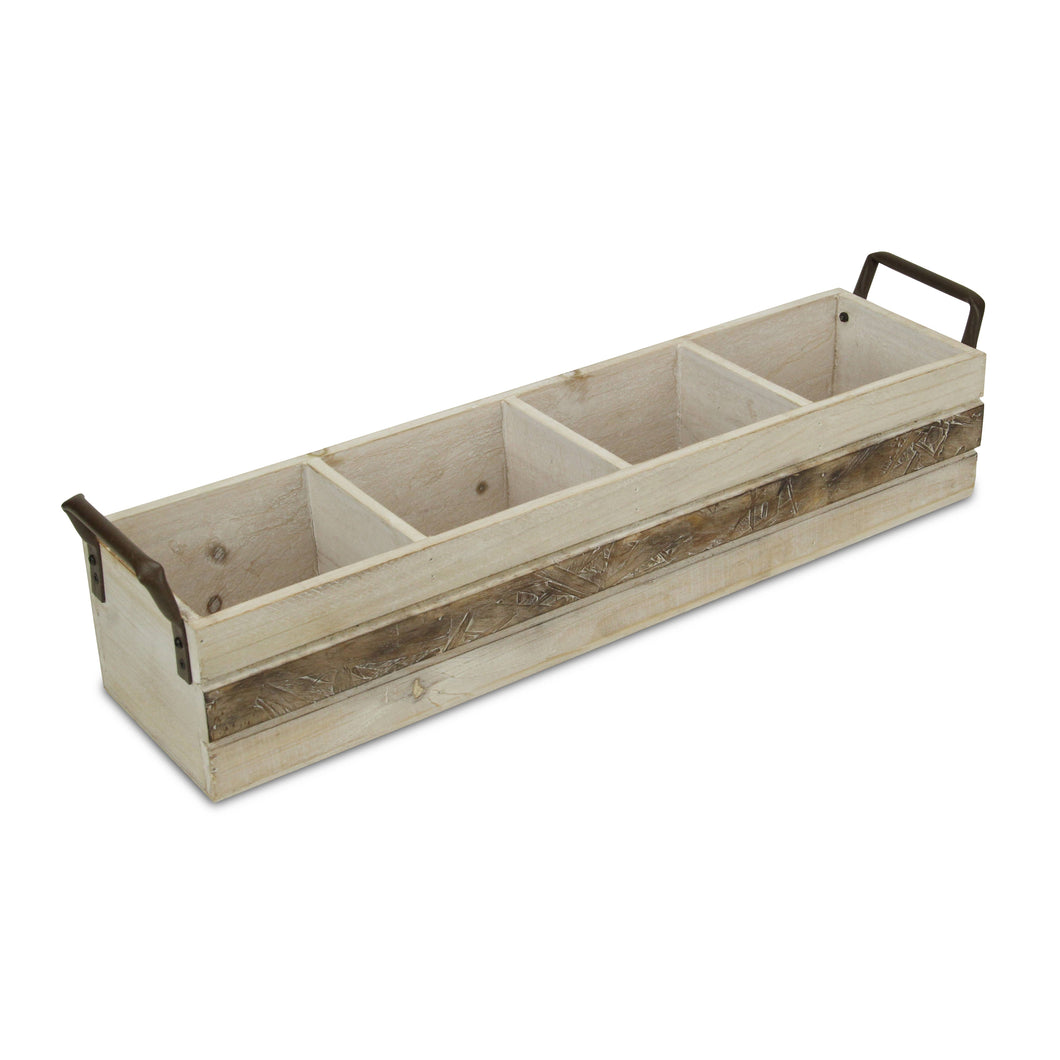Wood Caddy with Slotted Storage