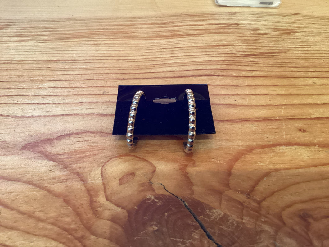 2W4-  2 Medium Bead Wire Silver Earrings-2nd Wind Creations