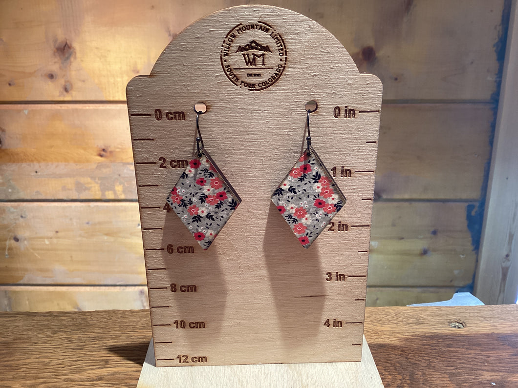 Diamond Red Floral Earring