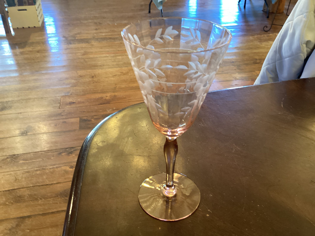 Pink Depression Wine Glass