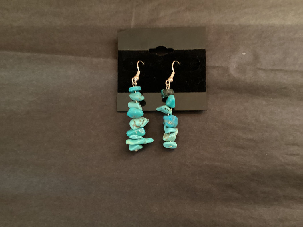 2W8 All Turquoise Pebble Earrings-2nd Wind Creations